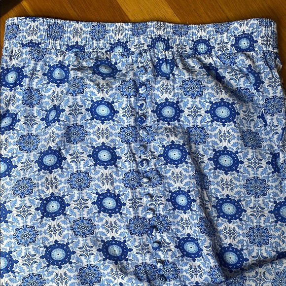 LOFT Blue and White A-Line Midi Skirt - Picture 7 of 7